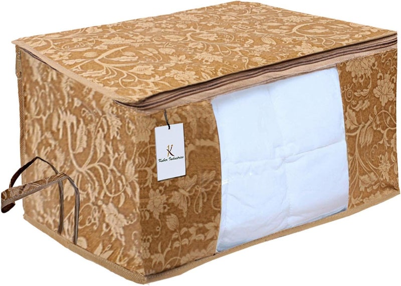 Kuber Industries Underbed Storage Bag, Storage Organiser, Blanket Cover Set Of 3 - Beige, Extra Large Size, 65X47X33 Cm - Image 3