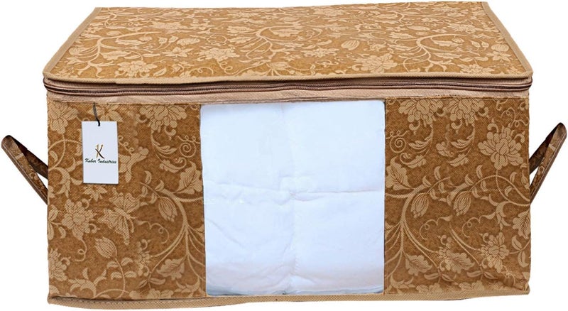 Kuber Industries Underbed Storage Bag, Storage Organiser, Blanket Cover Set Of 3 - Beige, Extra Large Size, 65X47X33 Cm - Image 2