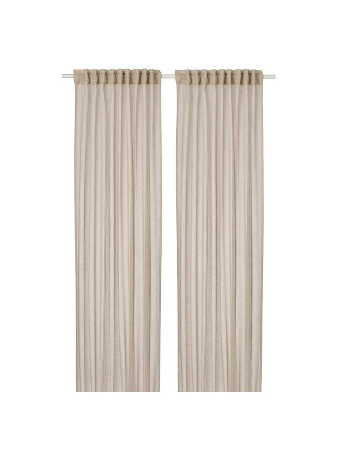 Zaboon Sheer curtains, 1 pair, with heading tape/light beige, 145x300 cm - Image 1