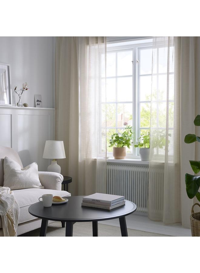 Zaboon Sheer curtains, 1 pair, with heading tape/light beige, 145x300 cm - Image 3