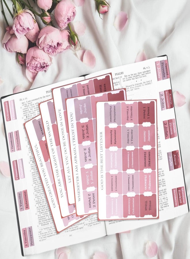 Reaeon Bible Tabs, 75 Tabs, Laminated Bible Index Tabs for Women and Men, Bible Book Tabs for Easy Navigation, Large Print Easy to Read (Pink) - Image 4