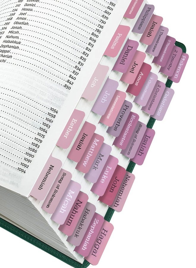Reaeon Bible Tabs, 75 Tabs, Laminated Bible Index Tabs for Women and Men, Bible Book Tabs for Easy Navigation, Large Print Easy to Read (Pink) - Image 1