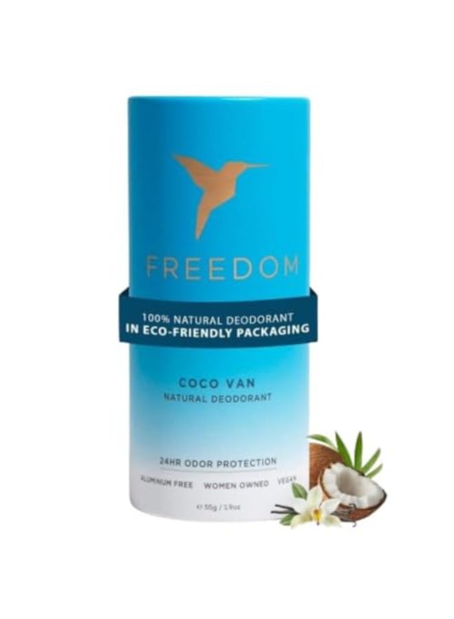 Freedom All Natural Aluminumfree Deodorant for Women with 24Hour Odor Protection in Ecofriendly Packaging Made with Organic Essential Oils Coco Van 19oz - Image 1