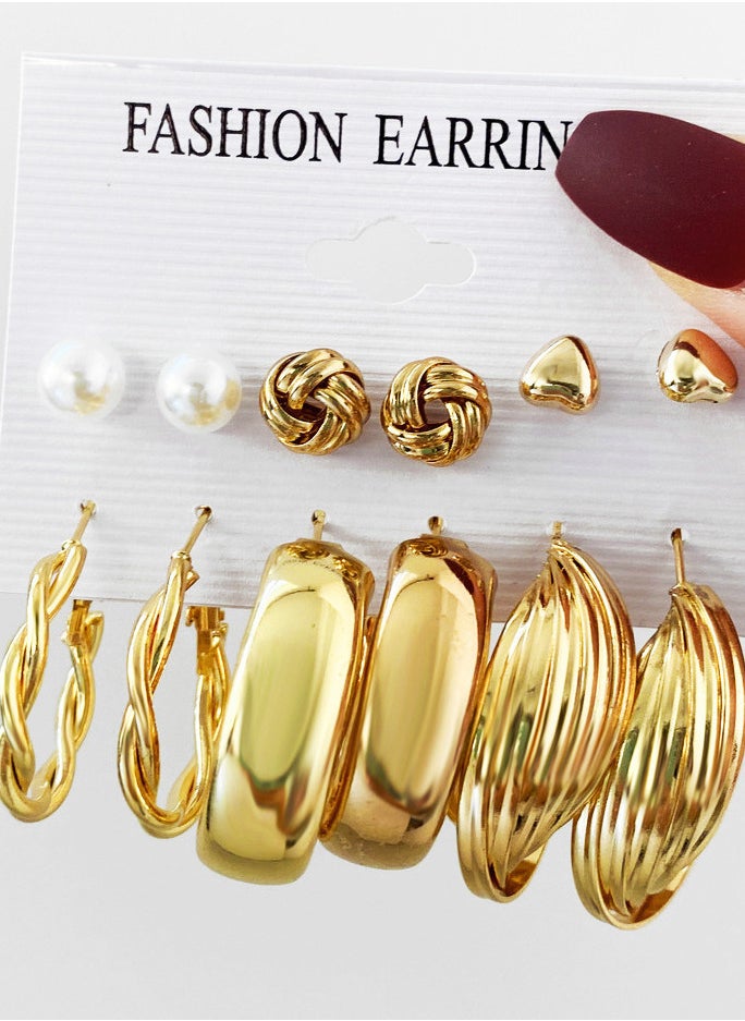 Pearl Earring Combination Set