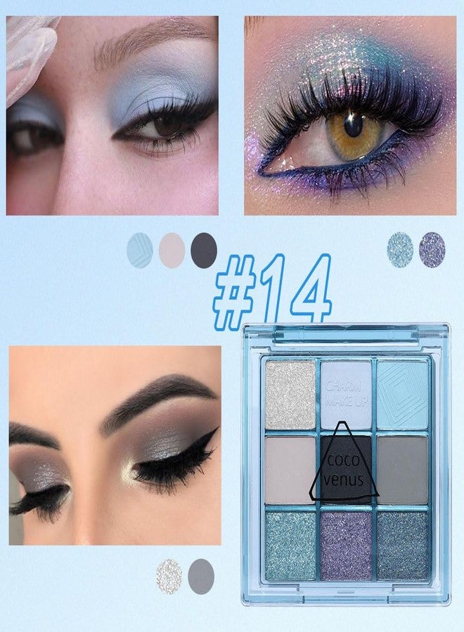 AMY'S DIARY Sky Blue Colorful Eye shadow Palette Makeup,9 Color Matte Shimmer Natural Eye Eyeshadow palettes Highly Pigmented Neutral Naturing-Looking Long Lasting Waterproof - Image 2