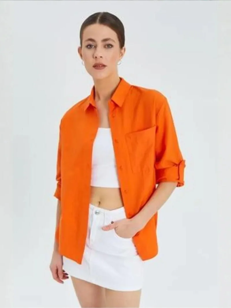 MixRay Mixray Long Sleeve Button-Up Shirt with Pocket