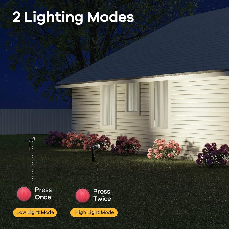 Solar Garden Lights with Motion Sensor, 3000K Warm White LED, 2 Mounting Modes, IP65 Waterproof, Pack of 4, Black - Image 4