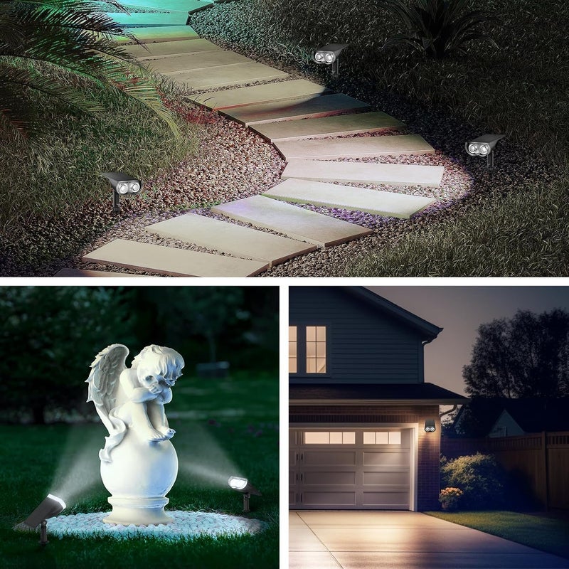 Solar Garden Lights with Motion Sensor, 3000K Warm White LED, 2 Mounting Modes, IP65 Waterproof, Pack of 4, Black - Image 2