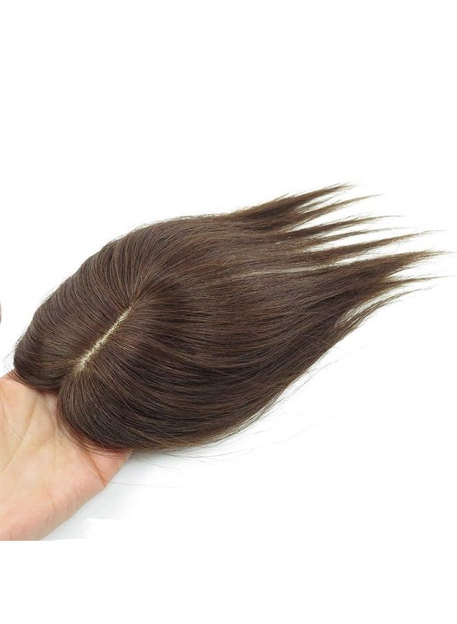 Remeehi Real Human Hair Piece Pu Similar to Silk Base Women Topper or Toupee Wiglet Top Thin Loss Hair 7x10 Brown 30cm