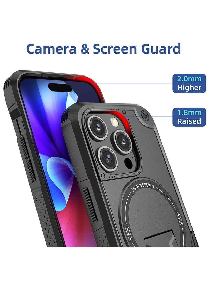 SOKAD Magnetic for iPhone 16 Pro Max Case with Stand. [Compatible with MagSafe] Built-in Kickstand, Rugged Protection Heavy Duty Shockproof Case (Black) - Image 5