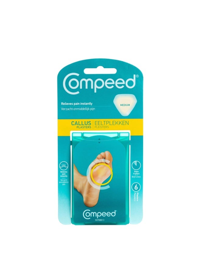 Compeed Callus Removal Bandage Strips For Under Foot Rubbing Protection, Breathable Callous Remover Pads For Feet Medium_18 Pcs Pack(Set of 3,6 Plasters in each) - Image 1