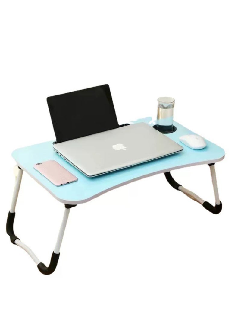YOMA Portable Folding Laptop Table With iPad And Cup Holder blue 28x60x40cm  - Image 1