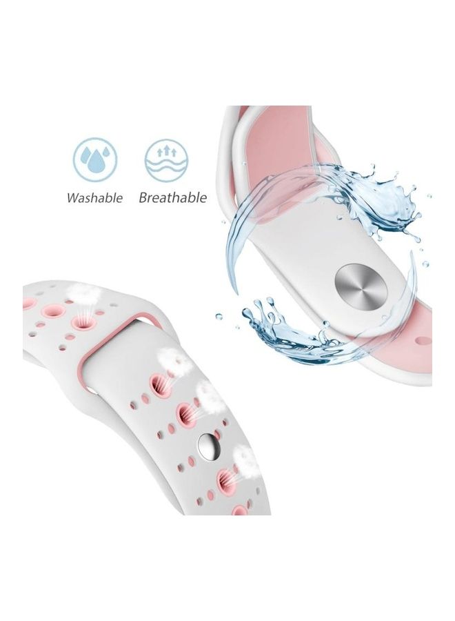 BGM Silicone Replacement Band For Apple Watch Series 6/SE/5/4 40mm And 3/2/1 38mm White/Pink - Image 3