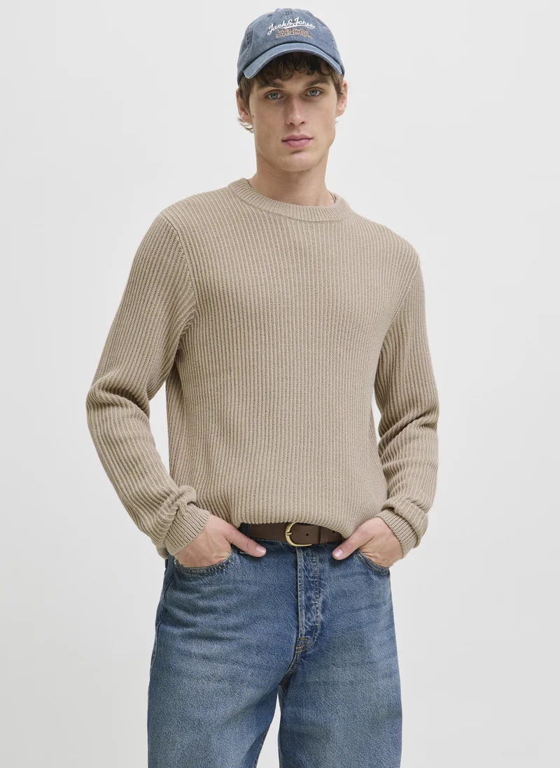 جاك اند جونز Knitted Crew Neck Long Sleeve Sweater