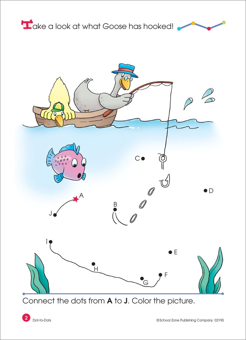 School Zone Dot-to-Dots Alphabet Workbook: 32 Pages, Preschool, Kindergarten, Connect the Dots, Letter Puzzles, ABCs, Ages 4 to 6 (Activity Zone Book Series) - Image 2