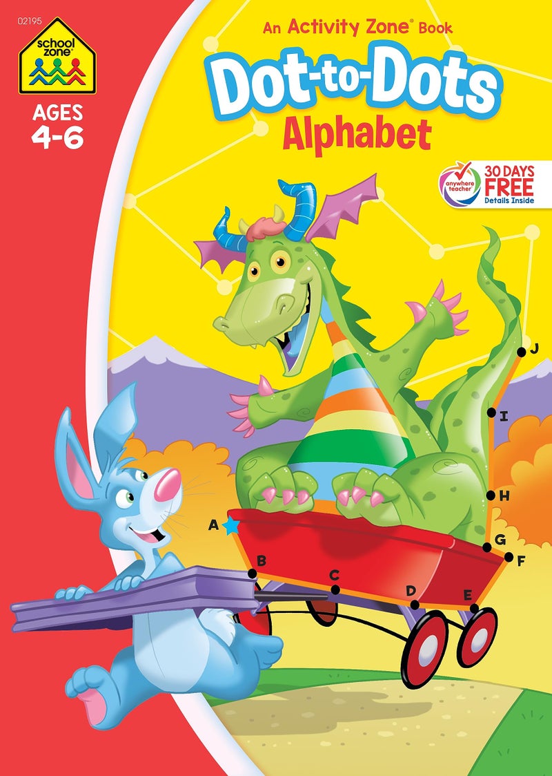 School Zone Dot-to-Dots Alphabet Workbook: 32 Pages, Preschool, Kindergarten, Connect the Dots, Letter Puzzles, ABCs, Ages 4 to 6 (Activity Zone Book Series) - Image 1