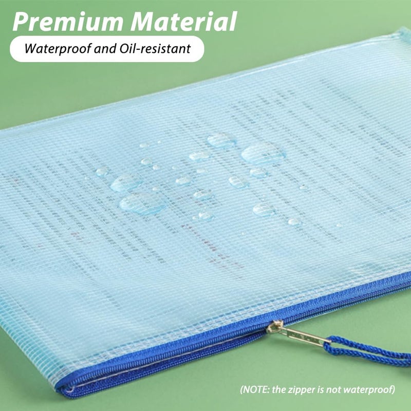 MIETONG A5 Plastic Zip Wallets Folders - 5PCS Document Folder File Zipper Bags Document Wallet Ziplock Bags Travel Storage Pouch Mesh Zip Folders for School Office Supplies and Travel Accessories - Image 5