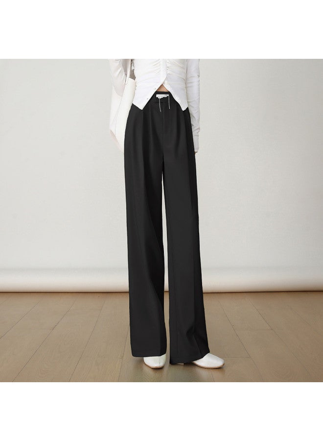 Elegant Pleated Women's Pants】fashionable Loose-fit Casual Trousers With Decorative Details For Spring/fall Seasons - Image 2
