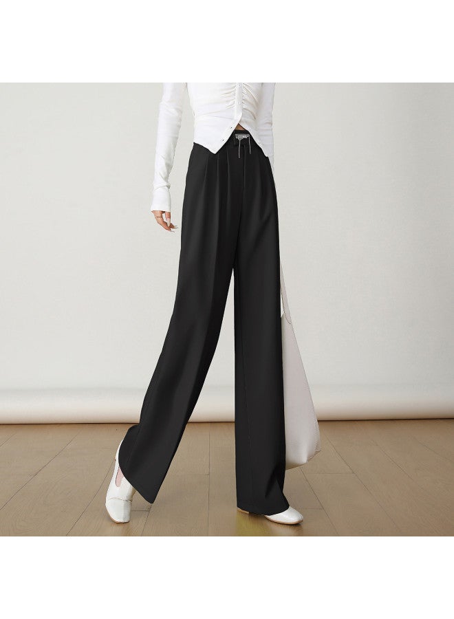 Elegant Pleated Women's Pants】fashionable Loose-fit Casual Trousers With Decorative Details For Spring/fall Seasons - Image 5