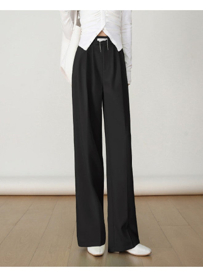Elegant Pleated Women's Pants】fashionable Loose-fit Casual Trousers With Decorative Details For Spring/fall Seasons - Image 1