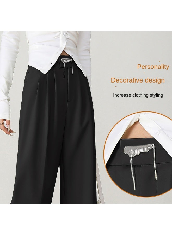 Elegant Pleated Women's Pants】fashionable Loose-fit Casual Trousers With Decorative Details For Spring/fall Seasons - Image 4