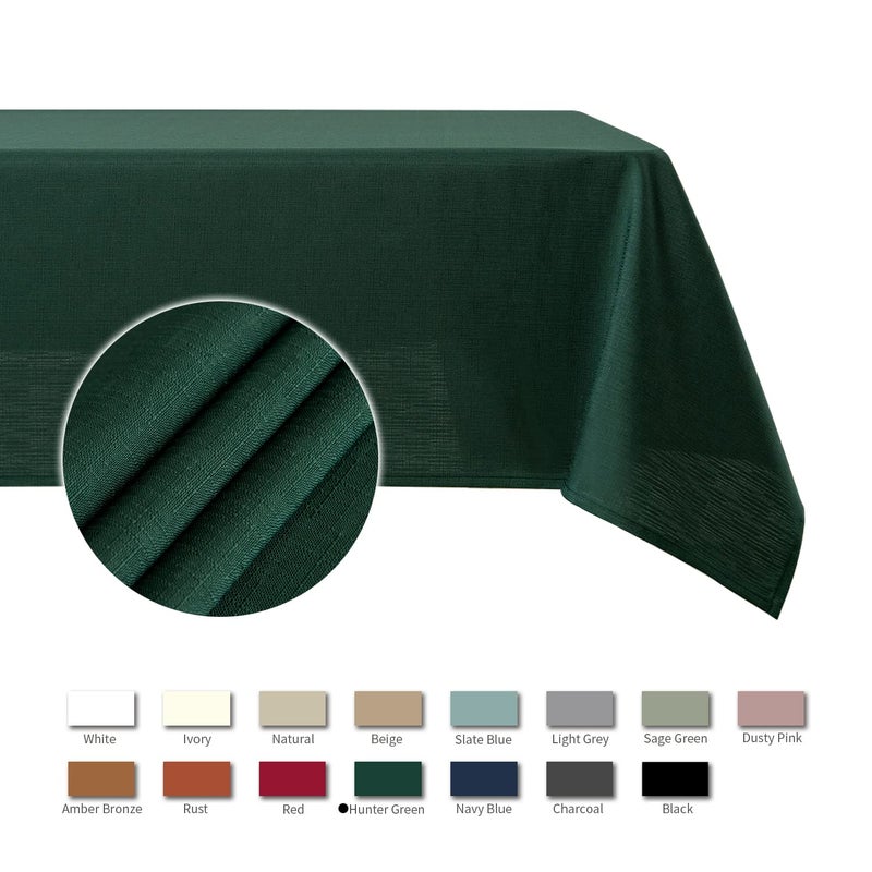 maxmill Square Tablecloth Slubby Texture Stain Resistant Waterproof Wrinkle Resistant Soft Table Cloth  Christmas Dinner Fabric Decoration for Dining Room Holiday Party  52 x 52 Inch  Hunter Green - Image 3