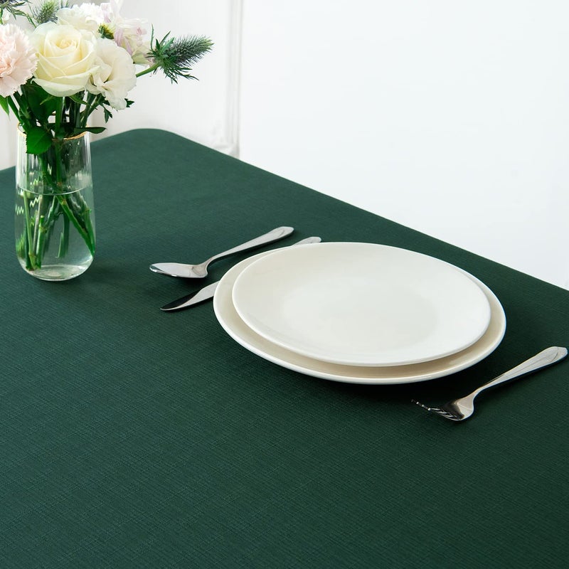 maxmill Square Tablecloth Slubby Texture Stain Resistant Waterproof Wrinkle Resistant Soft Table Cloth  Christmas Dinner Fabric Decoration for Dining Room Holiday Party  52 x 52 Inch  Hunter Green - Image 2