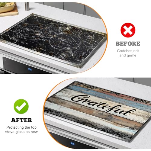 AOHMPT Multi-Design Stove Top Cover for Glass/Electric Stoves - 3-in-1 Heat-Resistant Protector Mat, Non-Slip Drying Rack 30" x 21" (Grateful) - Image 5