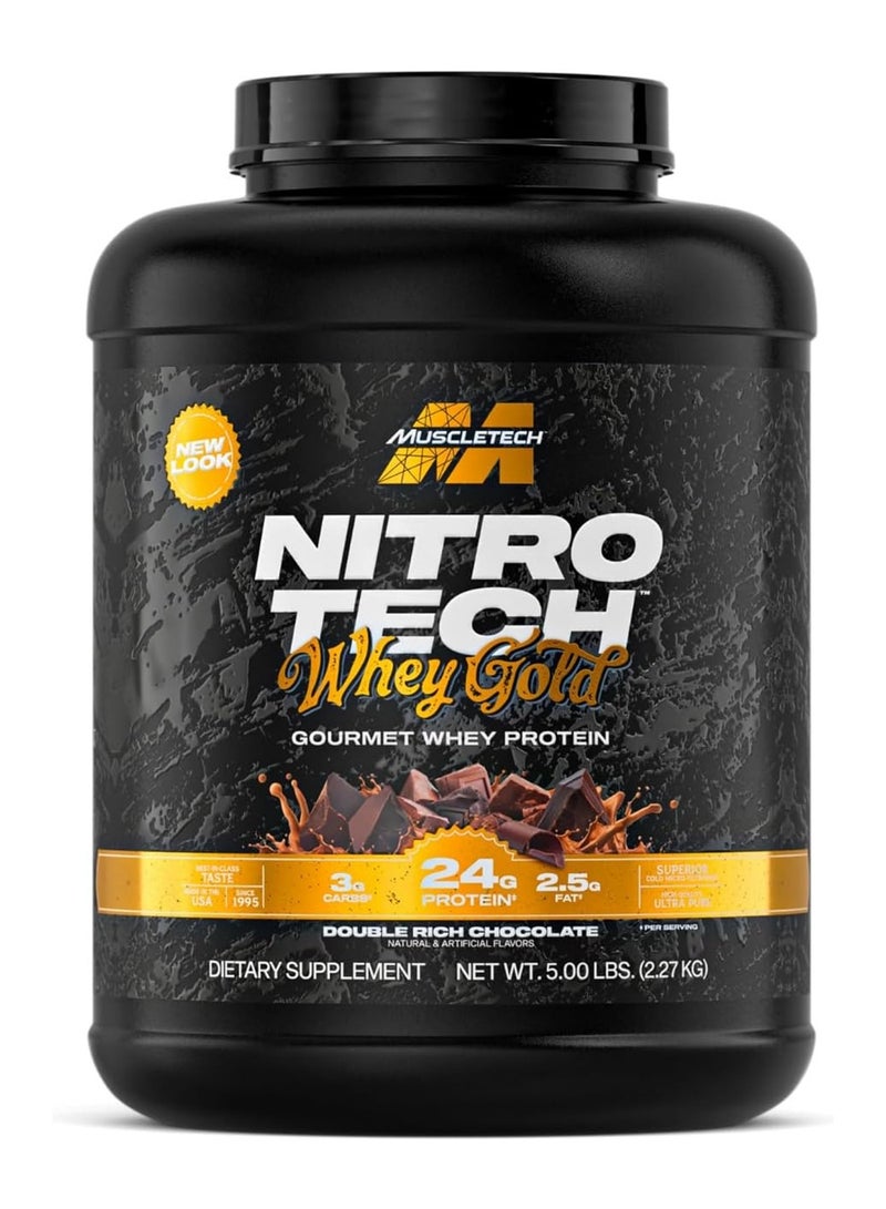 MuscleTech Nitro Tech Whey Gold Protein Double Rich Chocolate 5LB, 2.27kg - Image 1