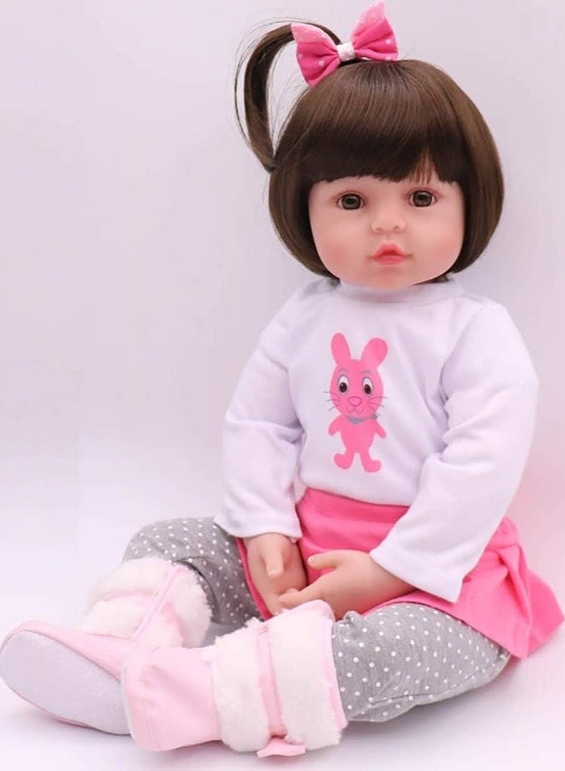 Reborn Baby Doll With Plush Toy 19Inch Eye Color Selection, Pacifier And Bottle 19inch - Image 1