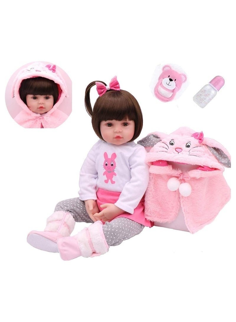 Reborn Baby Doll With Plush Toy 19Inch Eye Color Selection, Pacifier And Bottle 19inch - Image 2