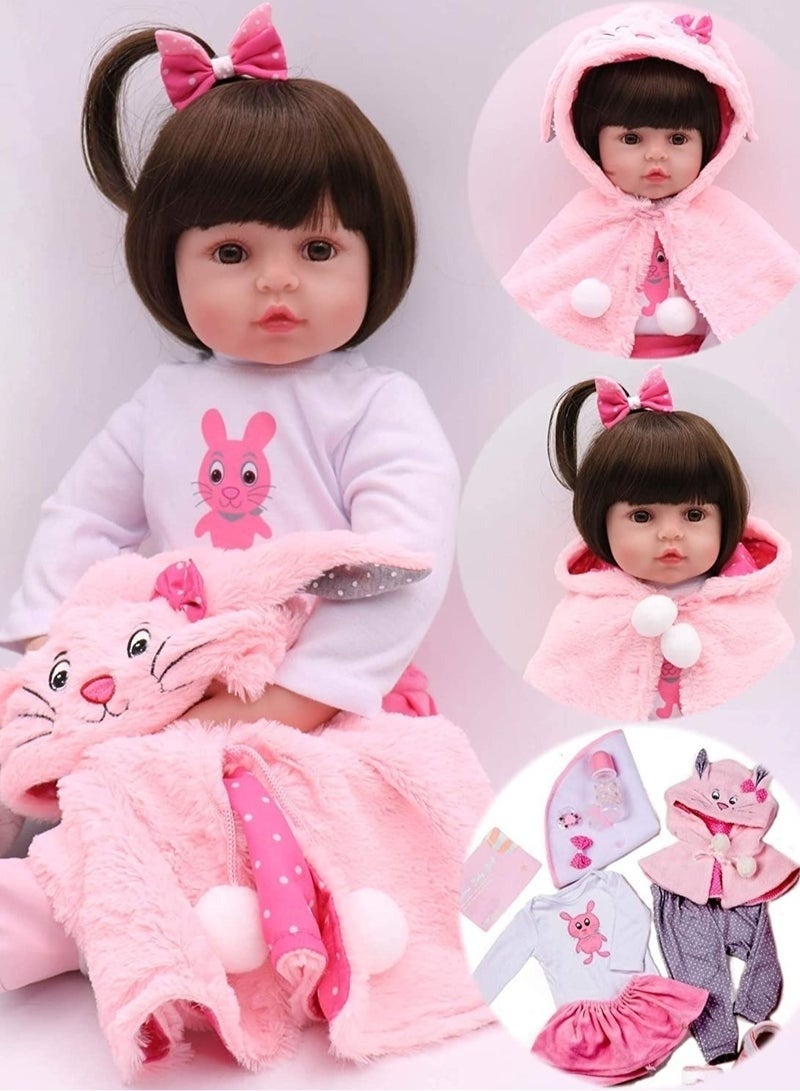 Reborn Baby Doll With Plush Toy 19Inch Eye Color Selection, Pacifier And Bottle 19inch - Image 3