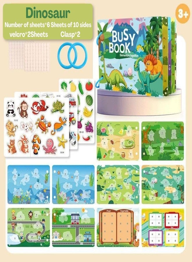 BendJoy® Dinosaur Busy Binder Book for Toddlers 1-3 | Interactive Learning Busy Book, Mess-Free Quiet Play Mess-Free & Reusable | Montessori & Cognitive Skills | Portable Travel Toy - Image 3