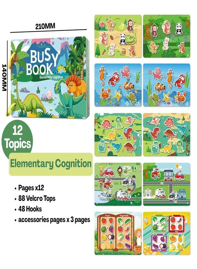 BendJoy® Dinosaur Busy Binder Book for Toddlers 1-3 | Interactive Learning Busy Book, Mess-Free Quiet Play Mess-Free & Reusable | Montessori & Cognitive Skills | Portable Travel Toy - Image 2