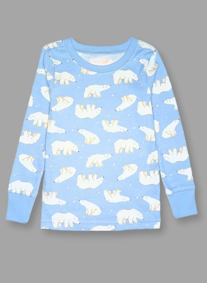 TuddyBuddy 100% Cotton Rib Boys & Girls Long Sleeves T-shirt & Pajama Sets for Day wear and Night Wear (12-18 Months, Blue Polar Bear LS Tee & Bottom Set) - Image 4