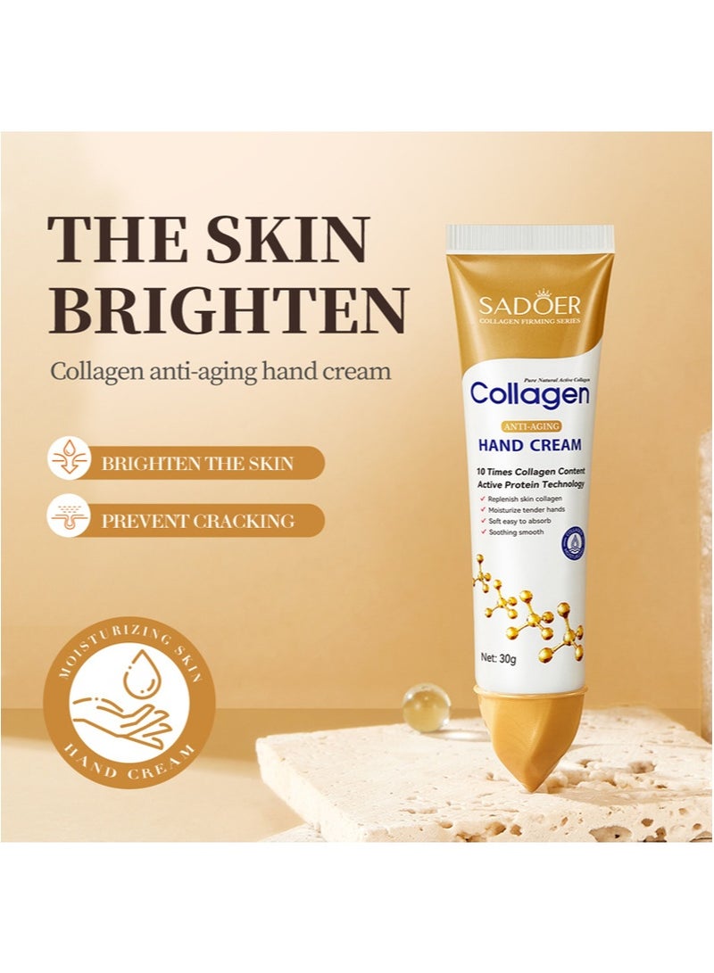 SADOER Collagen Anti Wrinkle Hand Cream, Nourishing Whitening Moisturizing Skin Care Cream, Fast Absorbing Anti Ageing Hand Cream, Smooth And Soft Skin Crack Repair Cream To Remove Wrinkles Darkness 30g - Image 5