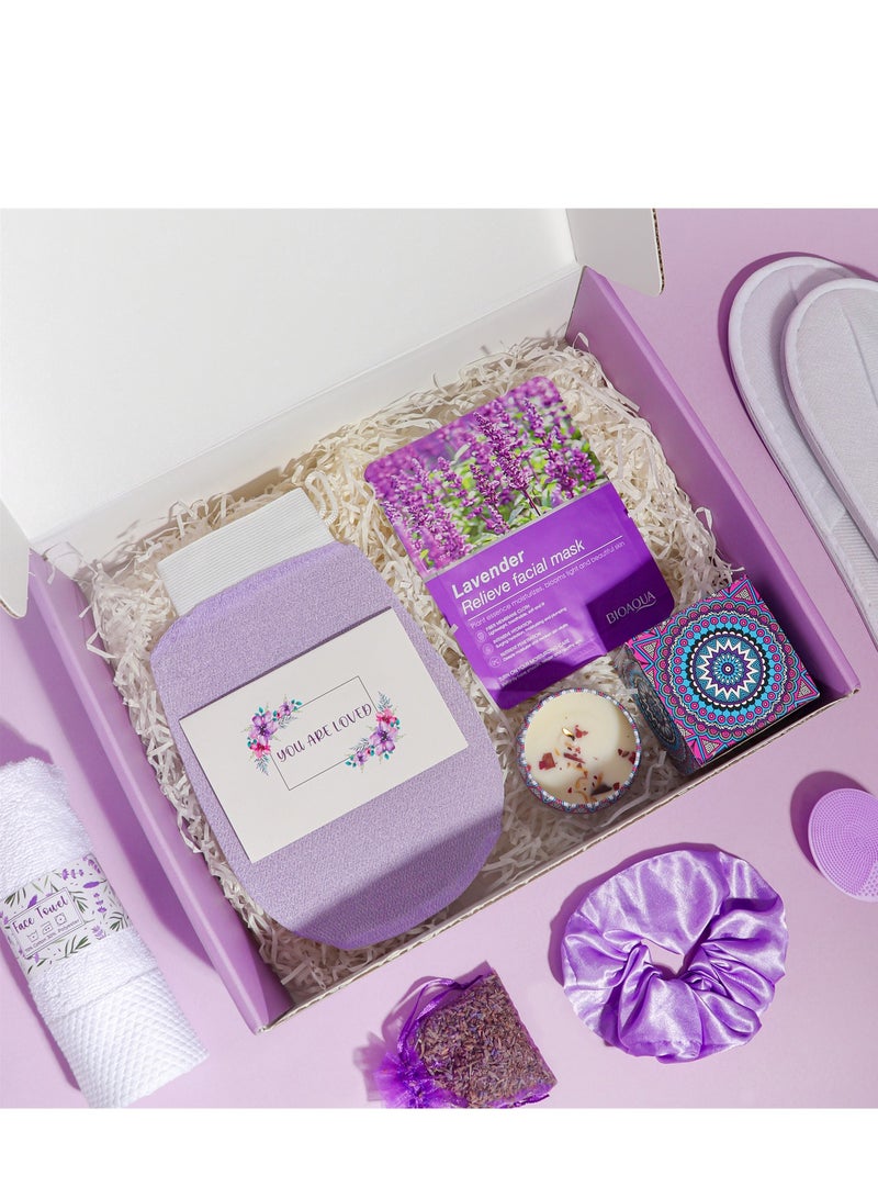 KINGMAZI Luxury Spa Gift Basket for Women - 11-Piece Bath Robe & Slippers Set, Birthday/Mother's Day Gifts for Her, Includes Facial Brush, Mask, Candle & More  - Image 3