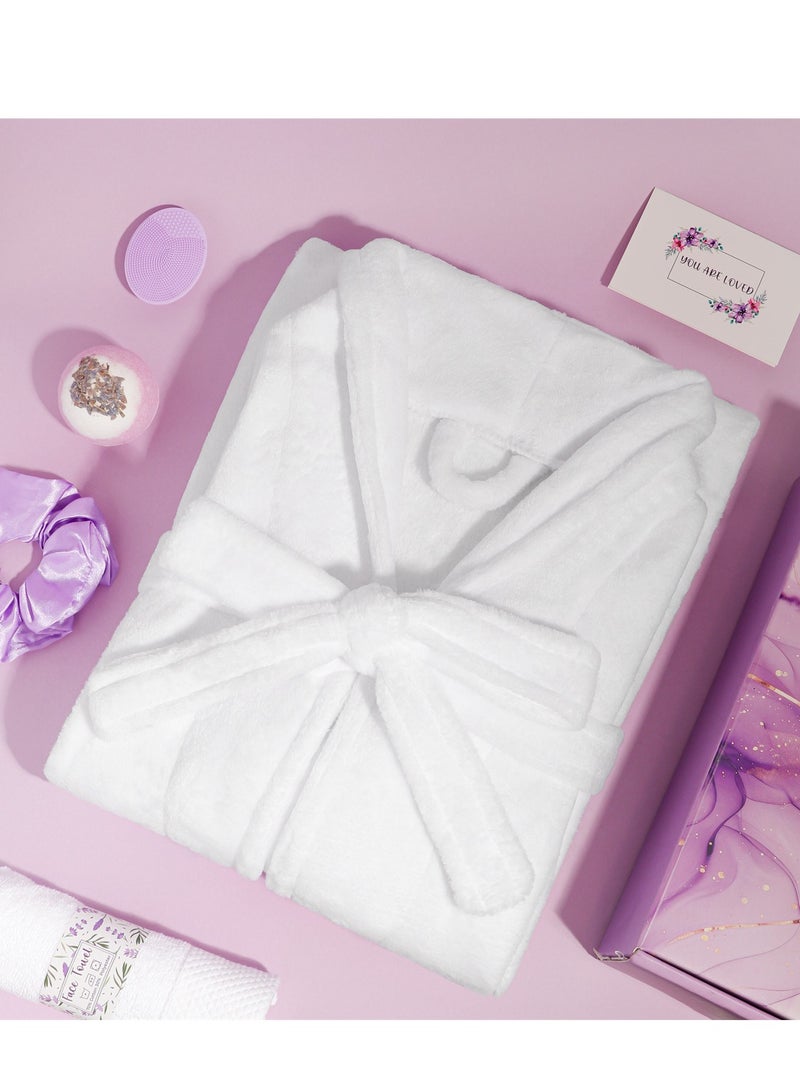 KINGMAZI Luxury Spa Gift Basket for Women - 11-Piece Bath Robe & Slippers Set, Birthday/Mother's Day Gifts for Her, Includes Facial Brush, Mask, Candle & More  - Image 4