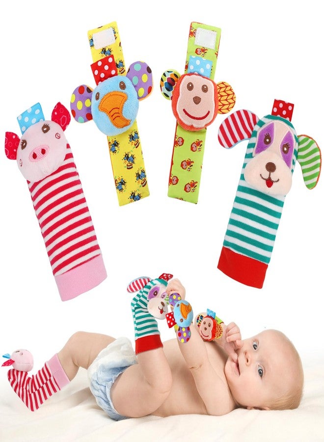 BLOOBLOOMAX Infant Rattle Toys 0 to 3 Years, Baby Wrist Rattle Foot Finder Socks Set, Birthday Holiday Present for Newborn Boy Girl 0/3/4/6/7/8/9/12/18/24/36 Months Kids Toddler, Gift Box Package (4A-Pink) - Image 1