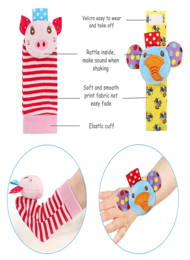 BLOOBLOOMAX Infant Rattle Toys 0 to 3 Years, Baby Wrist Rattle Foot Finder Socks Set, Birthday Holiday Present for Newborn Boy Girl 0/3/4/6/7/8/9/12/18/24/36 Months Kids Toddler, Gift Box Package (4A-Pink) - Image 2