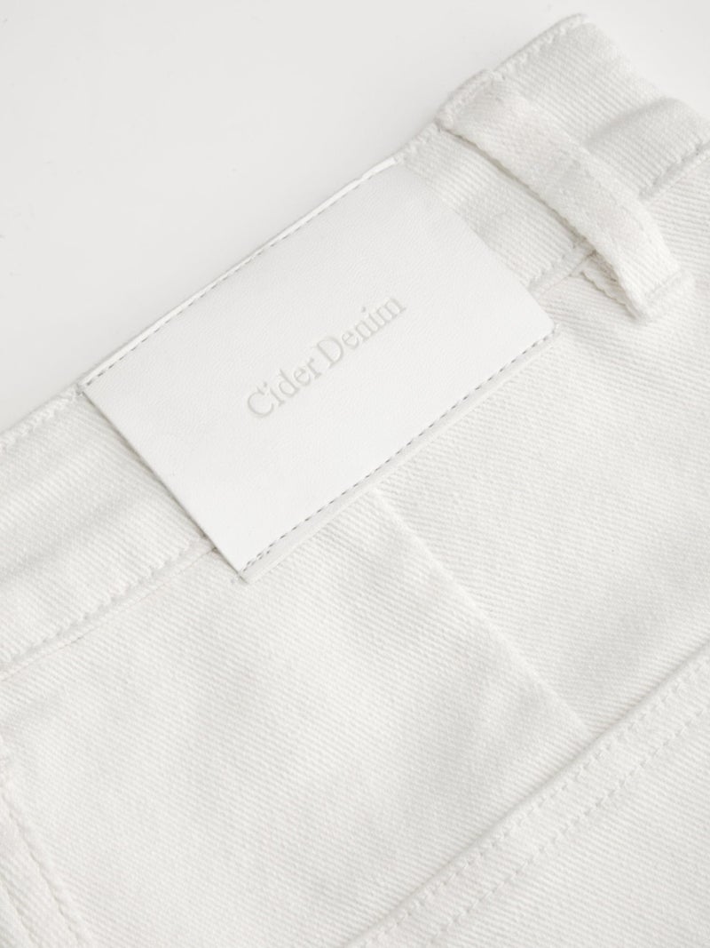 CIDER Womens Wide Leg Jeans High Waisted Stretchy Denim Flared Pants with Pockets: White, L - Image 3