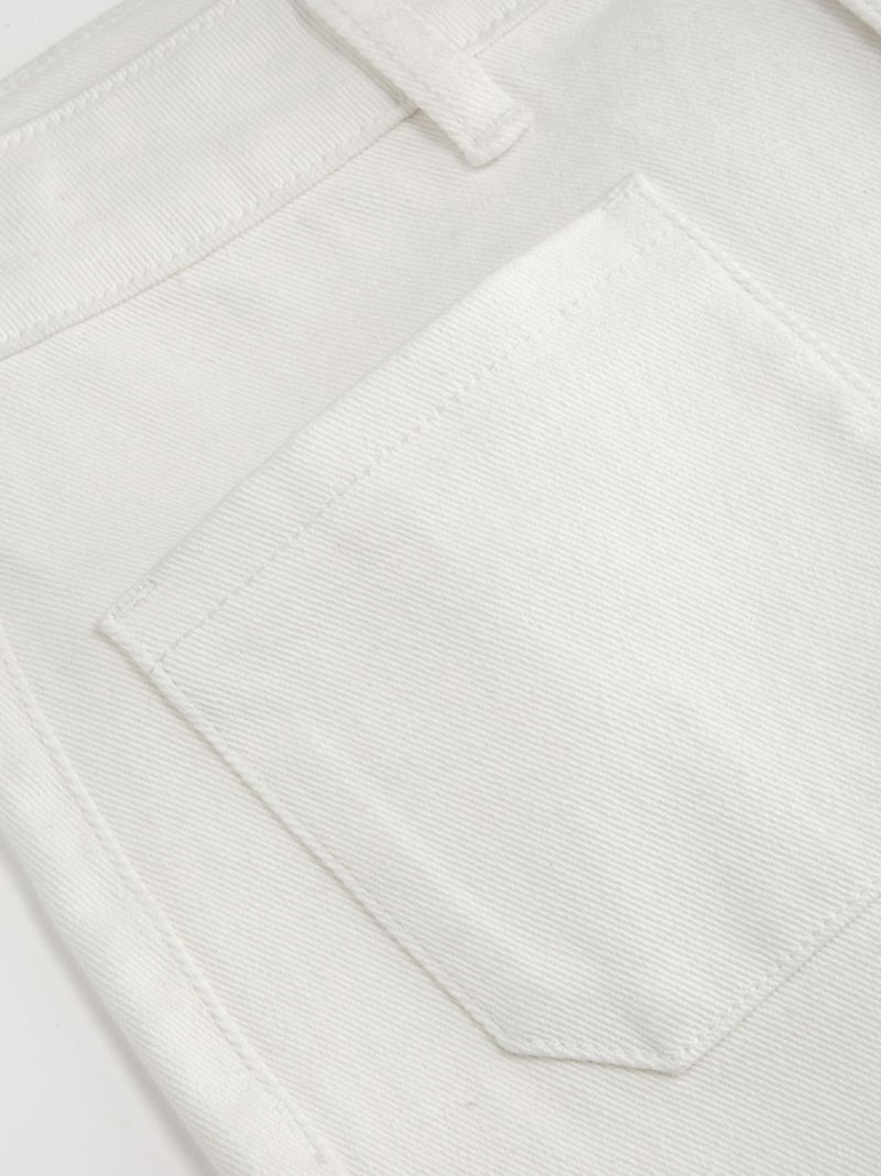 CIDER Womens Wide Leg Jeans High Waisted Stretchy Denim Flared Pants with Pockets: White, L - Image 4