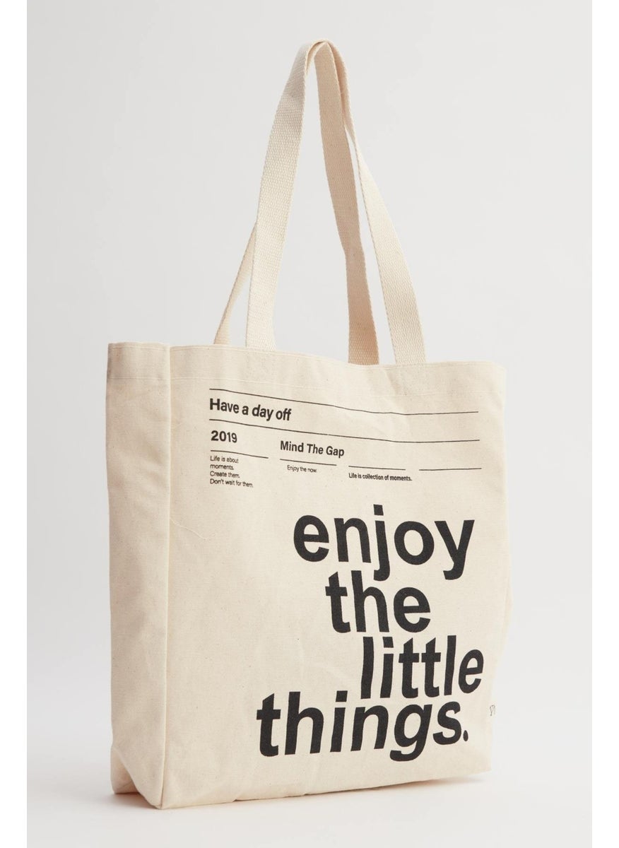 Manuka - Enjoy Printed Gusseted Tote Bag - Image 1