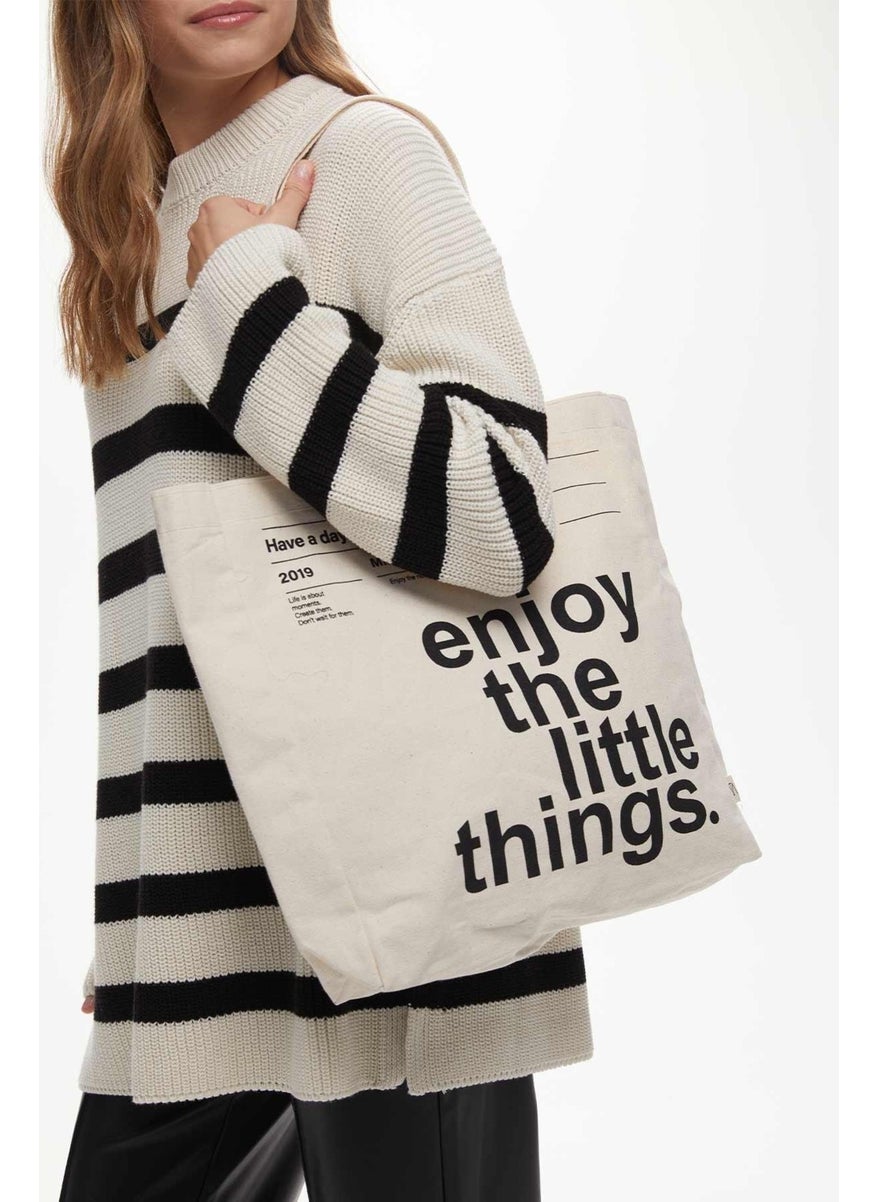 Manuka - Enjoy Printed Gusseted Tote Bag - Image 1