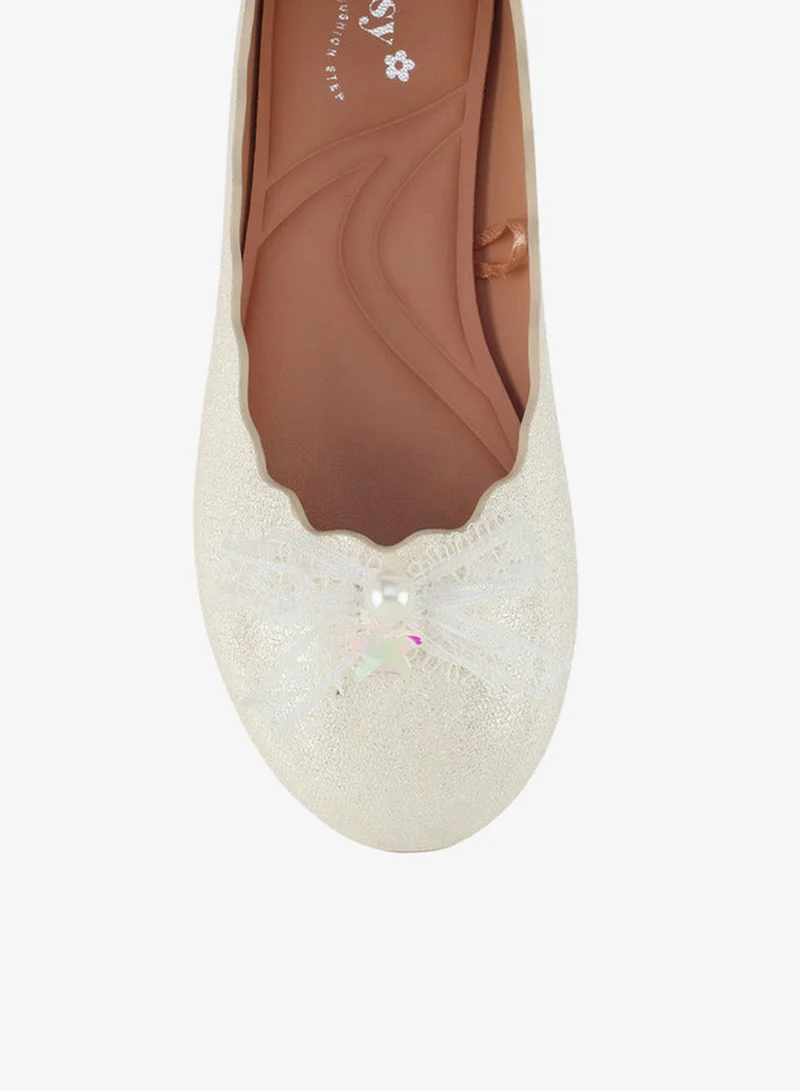 Little Missy WHITE Girls Textured Ballerina Shoes for Women | Best Price UAE