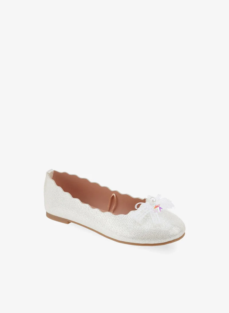 Little Missy WHITE Girls Textured Ballerina Shoes for Women | Best Price UAE