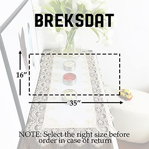 BrekSdat Rectangle Table Runner Beige Embroidered Lace 16 x 35 Inches Wedding Dining Table Dresser Scarf with Carnation Lace Fabric Washable for Kitchen Coffee End - Image 5