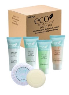 Eco Botanics Hotel Soaps & Toiletries Bulk Set 30ml Hotel Shampoo & Conditioner, Body Wash, Body Lotion & 20g Bar Soap Travel Size | 250 Pieces  - Image 1