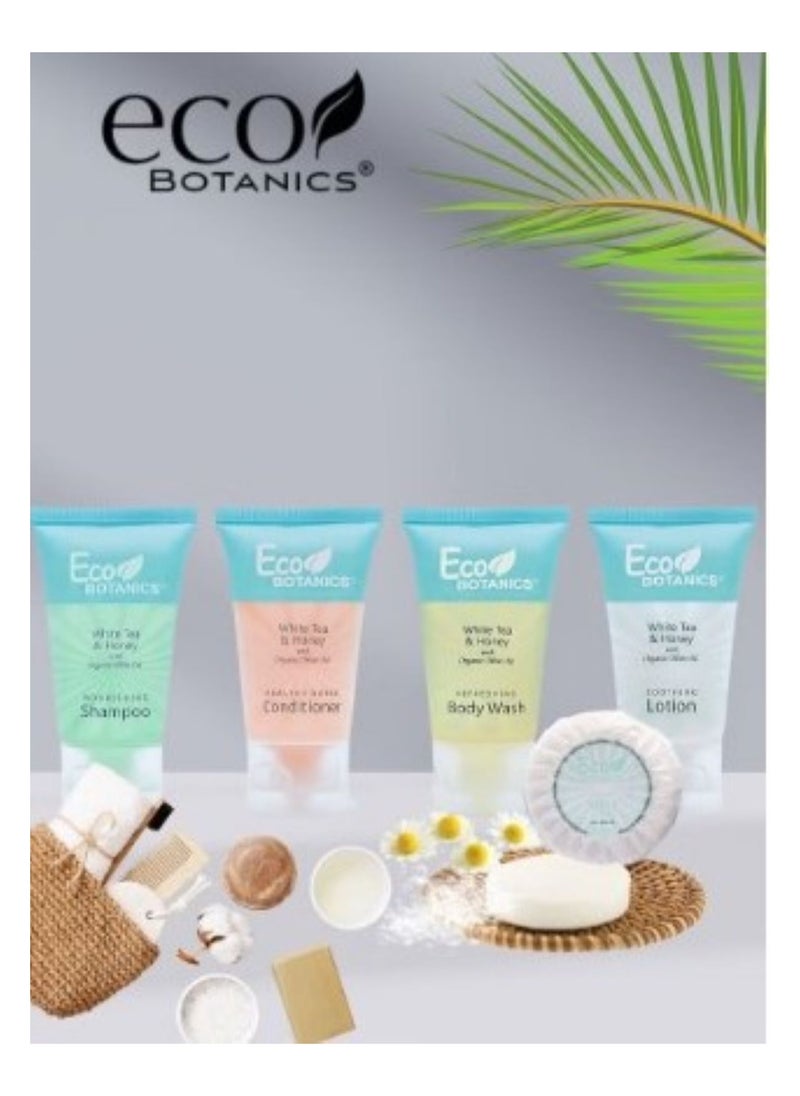 Eco Botanics - Hotel Soaps & Toiletries Bulk Set 30ml Hotel Shampoo & Conditioner, Body Wash, Body Lotion & 20g Bar Soap Travel Size | 250 Pieces - Image 1