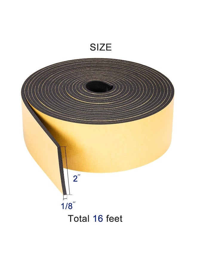 FDTY Neoprene Weather Stripping 2" W X 1/8" T, Self Adhesive Foam Rubber Seal Strip Tape, 16 Ft Length - Image 2